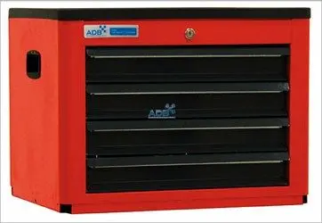 ADB Werkzeugtruhe mit 4 Schubladen Abmessungen: 450 x 600 x 450mm (HxBxT) Farbe Korpus: rot RAL 3020 Farbe Front: grau RAL...
