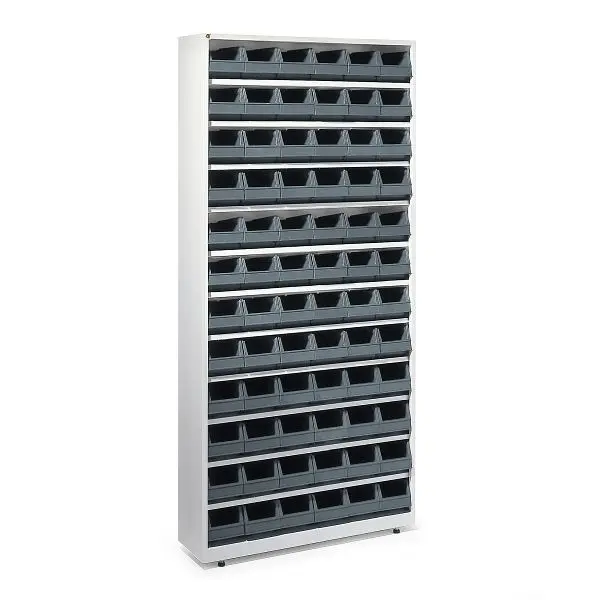 AJ Kleinteileregal mit 72 Behältern 2000 x 950 x 250 mm grau 20106