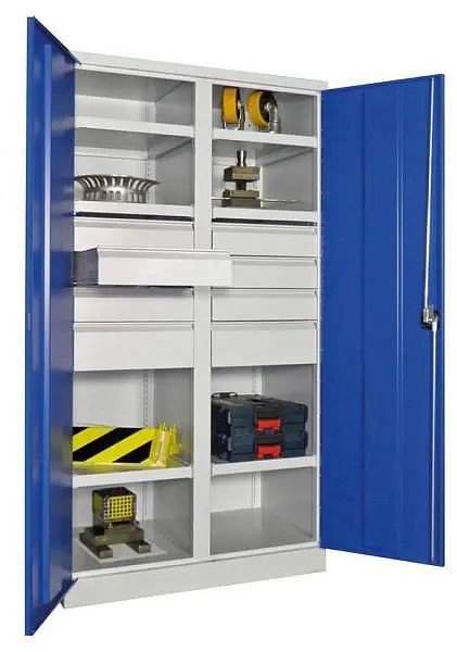 Pavoy Schwerlastschrank 1950/630/1040 Drehgriff Trennwand 6 Böden Schubladen: 6x125 2x175 36363-104-004-910