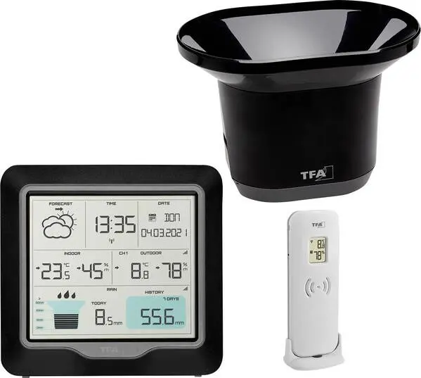 Wetterfestes TFA Dostmann RAIN PRO 35.1160.01 Funk-Wetterstation Vorhersage für 12 bis 24 Stunden Anzahl Sensoren max. 3