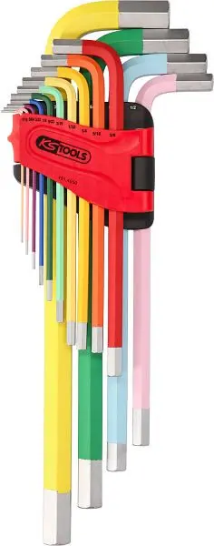 KS Tools Innensechskant-Winkelstiftschlüssel-Satz extra lang 14-teilig Zoll 151.4650