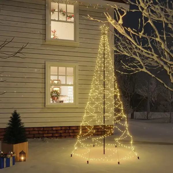 vidaXL LED-Weihnachtsbaum mit Metallstange 500 LEDs Warmweiß 3 m 328623