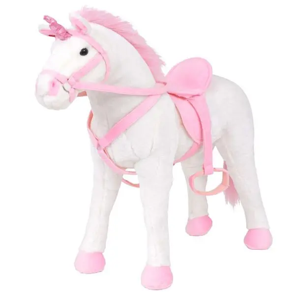 vidaXL Plüschtier Einhorn Stehend Plüsch Weiß und Rosa XXL 91328