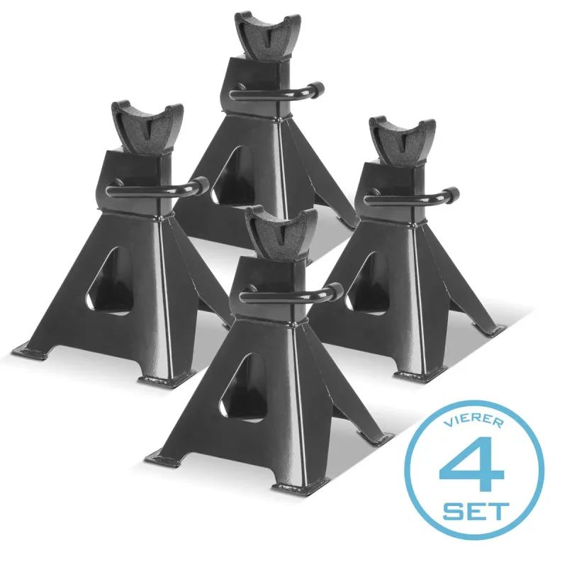 STAHLWERK Unterstellbock JS-3 ST 4er Set mit 3 t Tragkraft 275 – 415 mm höhenverstellbarer Kfz-Abstellbock | Wagenheber...