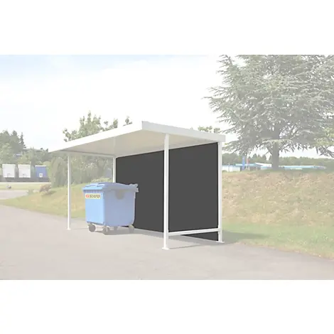 Verbindungs Rückwand für Überdachungssystem WSM Leipzig Grund- & Aufbaueinheit, B 4300 mm, Trapezbl., gr.w. RAL 9002