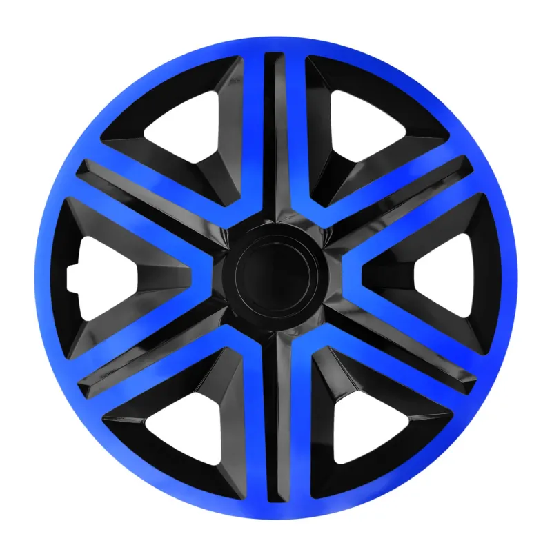 Felgenaufkleber Radkappen Radzierblenden Radblenden - 4 Stück Komplettset - NRM Action Doublecolor - Blau und Schwarz - 1...