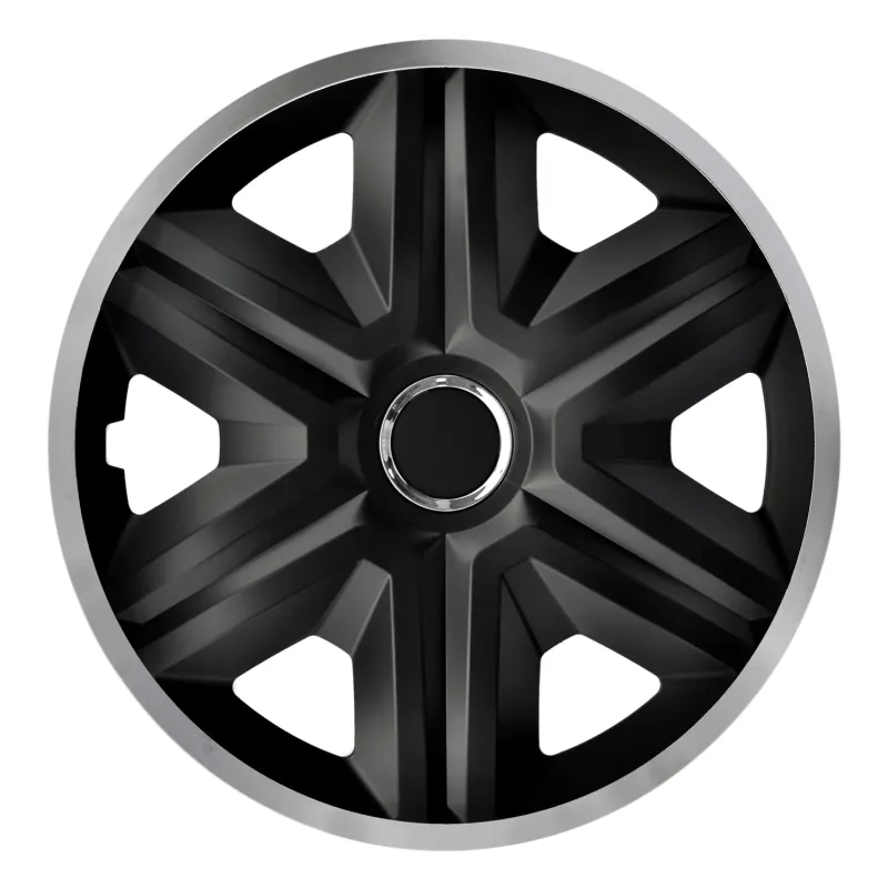 NRM 14-Zoll-Radkappen, universelle Radkappen, einfache Montage, 4 Stück, Schwarz, Silber, Stabil