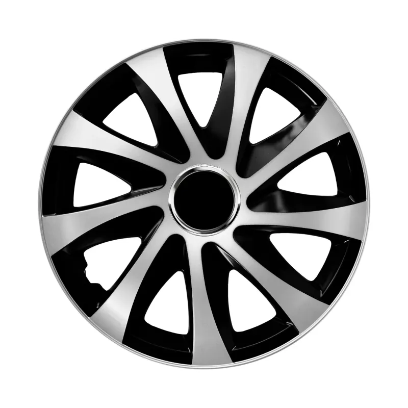 Reifenreparaturset NRM Extra Drift Silber Schwarz 13 " Nabenkappen, silber-schwarz-4 Stk