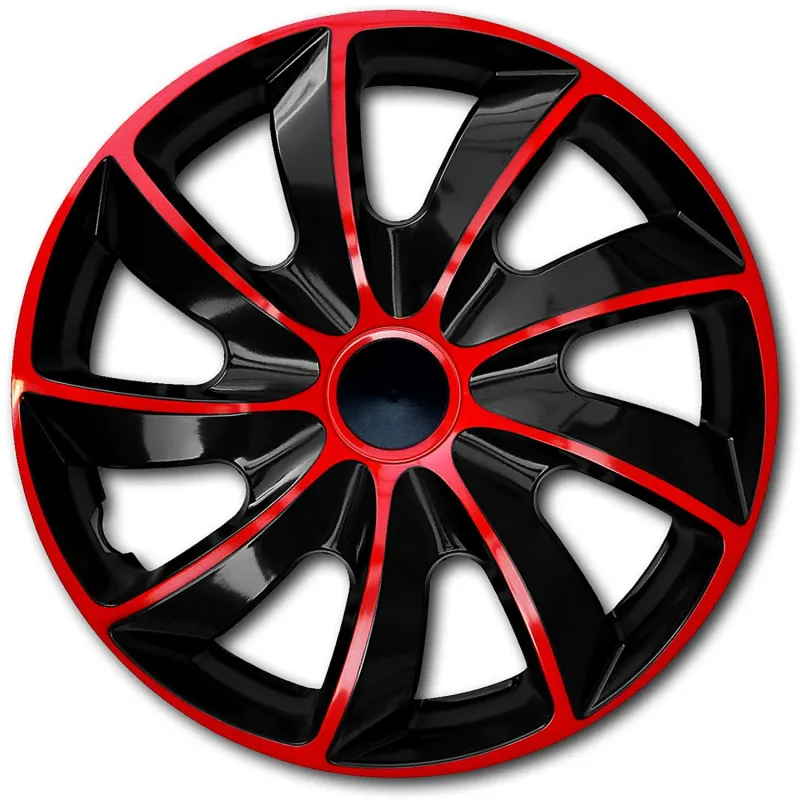 Set von 14 " QUAD Radkappen, rot und schwarz, 4 Stück