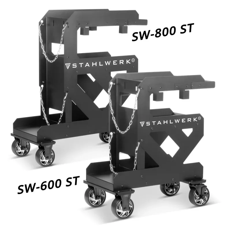 STAHLWERK welding trolley SW-800-ST 1.5 mm wall thickness | Longlife aus Gummi rollers | Equipment trolley welding machine...