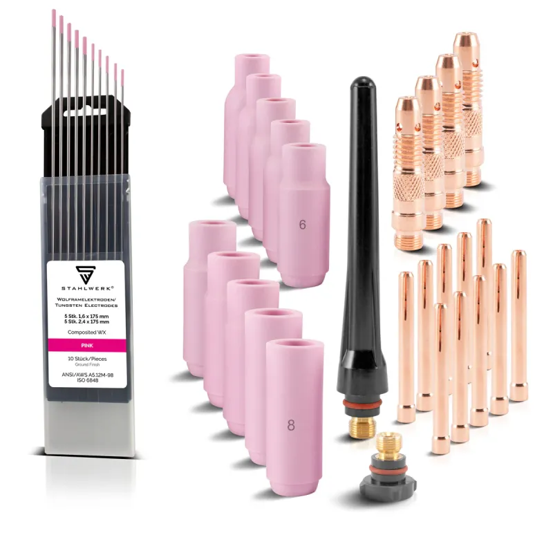 Steelworks WP-26 WIG welding accessories Wear parts: clamping sleeves + housing + feinkeramik nozzles + tungsten electrode...