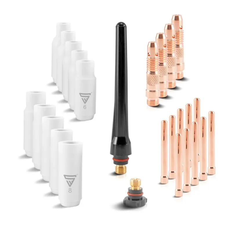 Zylinderkopf-Gewinde- Steelworks WP-26 Premium WIG wear parts set 26-part welding accessories long-life Fayence nozzles, c...