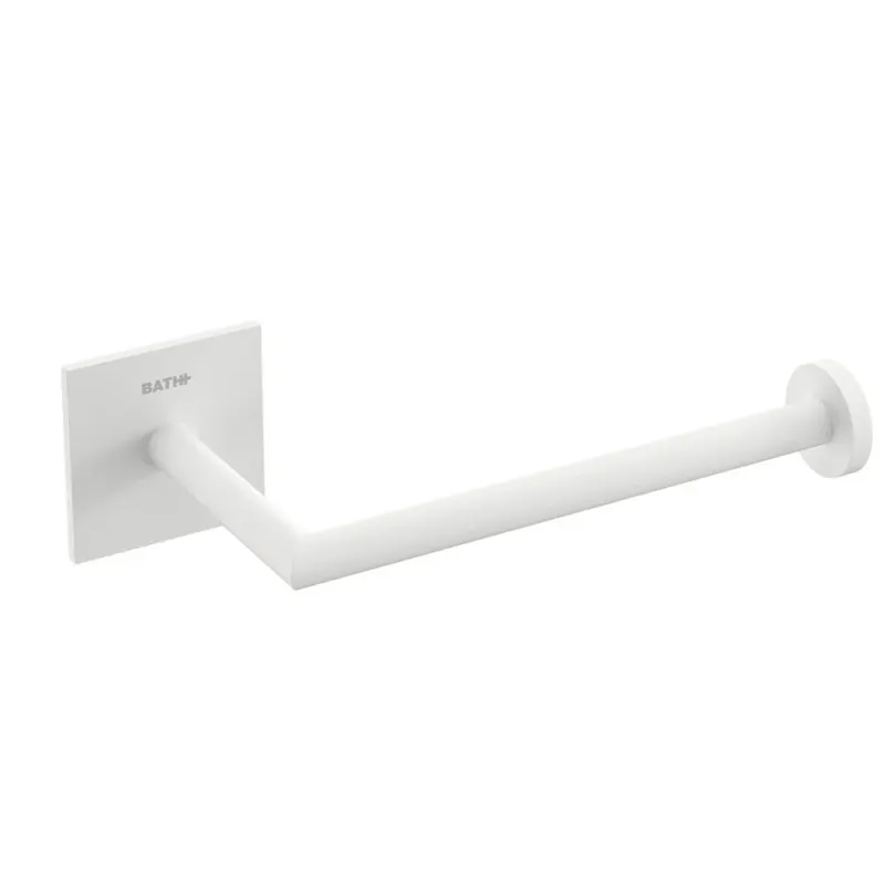 Rollenhalter zum Aufkleben aus der Kollektion 'Stick' von Cosmic aus weiß lackiertem Messing - Ohne Deckel