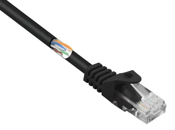 Renkforce RF-5043854 RJ45 Netzwerkkabel, Patchkabel CAT 5e U/UTP 0.15 m Schwarz mit Rastnasenschutz 1 St.