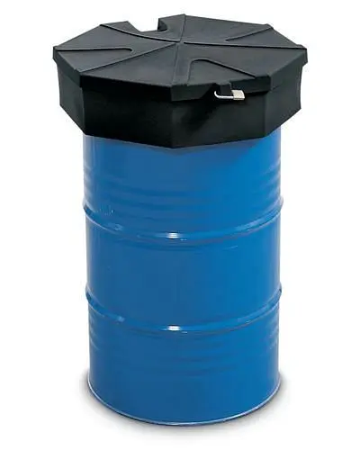 DENIOS Fasstrichter aus Polyethylen (PE) Wabenform 22 Liter Volumen mit Übergangsstück und Deckel leitfähig 157311