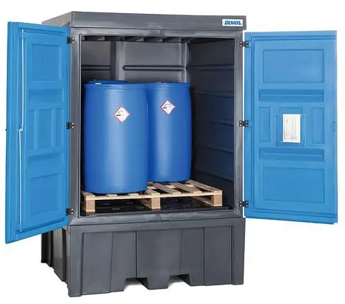DENIOS PolySafe-Depot Typ C für 4 Fässer à 200 Liter oder 1 IBC à 1000 Liter aus Kunststoff 211946