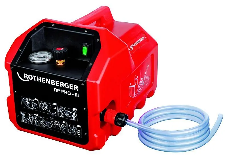 Rothenberger Prüfpumpe RP Pro III selbstansaugend mit Netzkabel Hochdruckprüfweisech und 1/2"-Anschluss Befüll...
